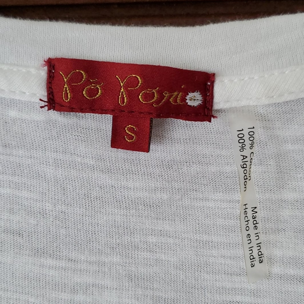 Po Pori White Embellished Short Sleeve Top S - Picture 3 of 3